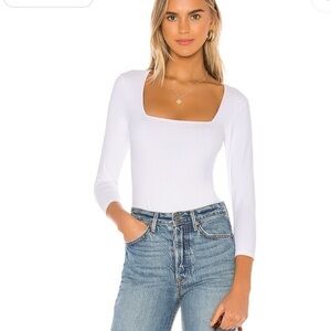 Free People Truth or Square Bodysuit in White